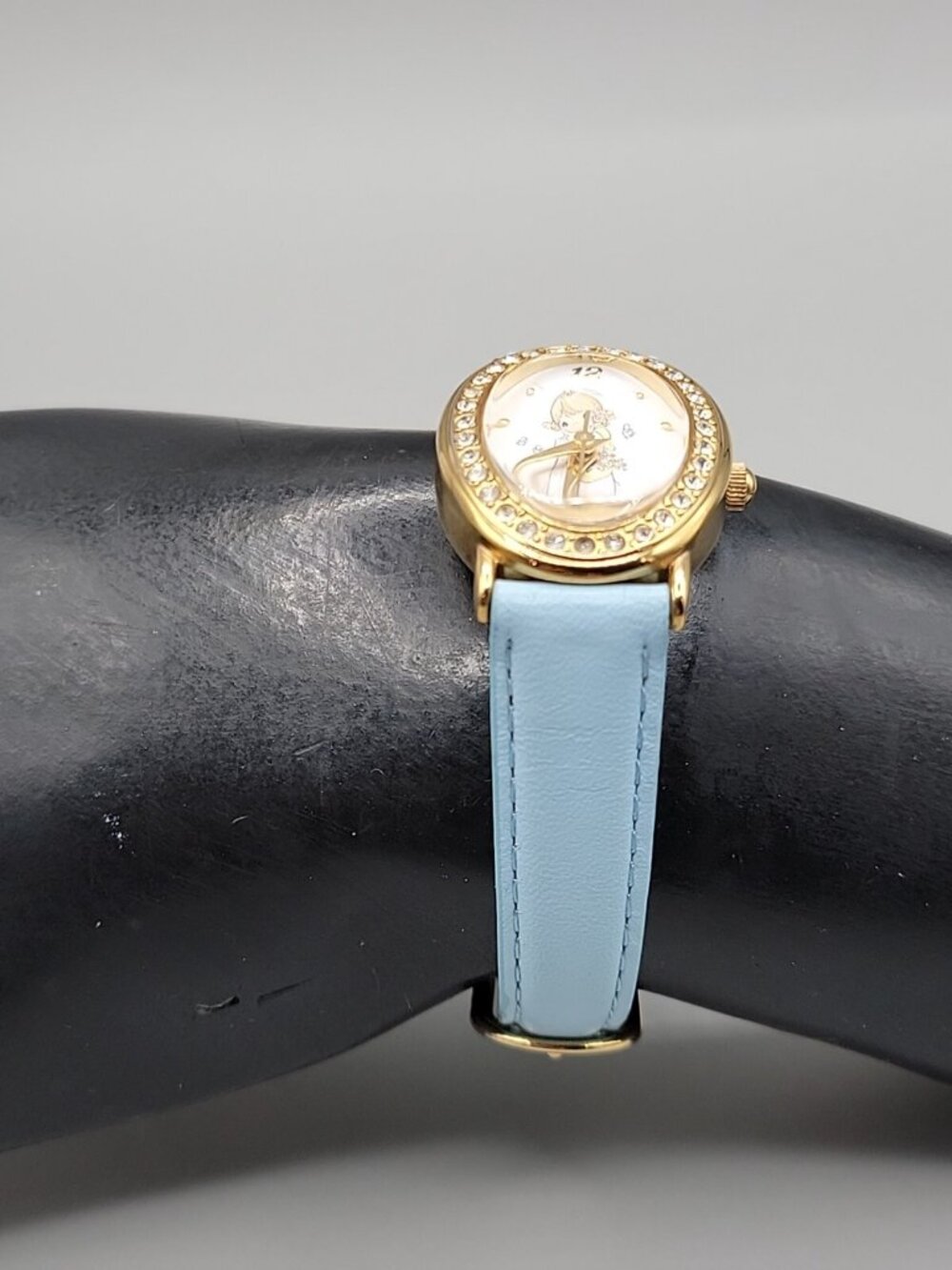 Valdawn Precious Moments 2003 Quartz Watch Rhinestone Bezel 7" Leather Band 22mm - Picture 5 of 15